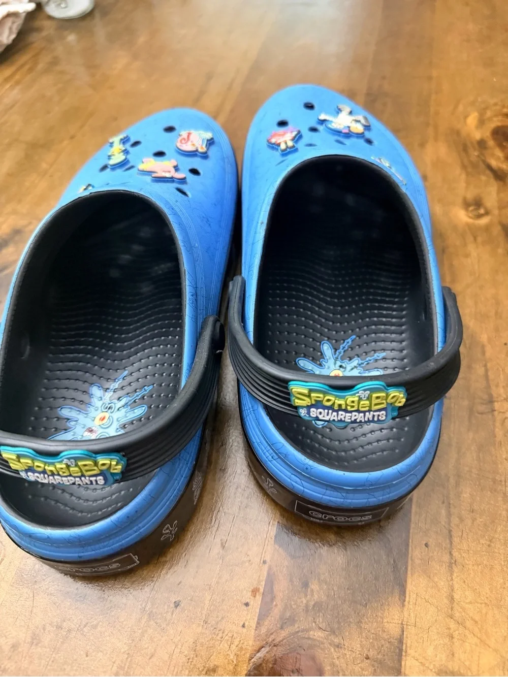 CROCS Kids Blue Slip-On SpongeBob Clogs with Character Jibbitz